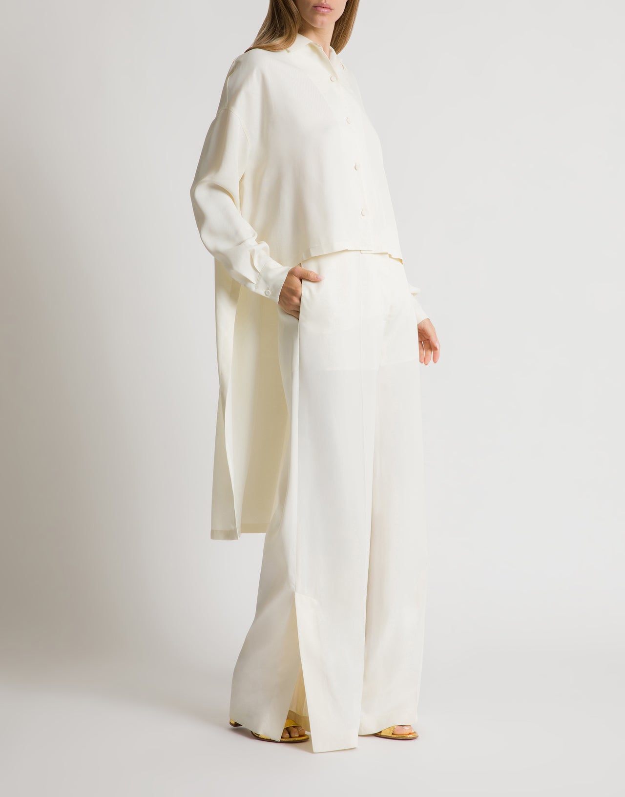 Camisa de crepé fluido Blanco Alberta Ferretti Boutique Online 2