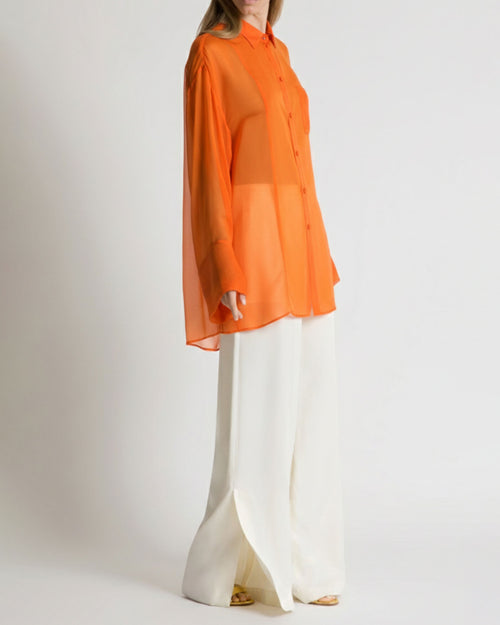 Camicia in chiffon trasparente Arancione Alberta Ferretti Boutique Online 1