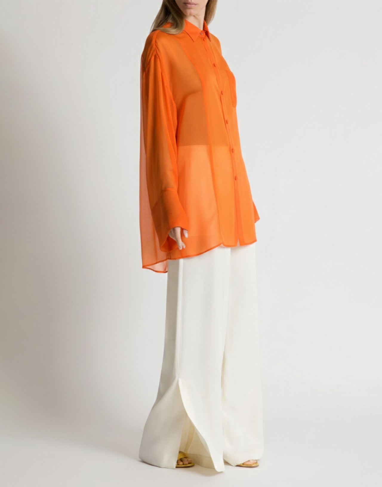 Chemise en mousseline transparente Orange Alberta Ferretti Boutique Online 2