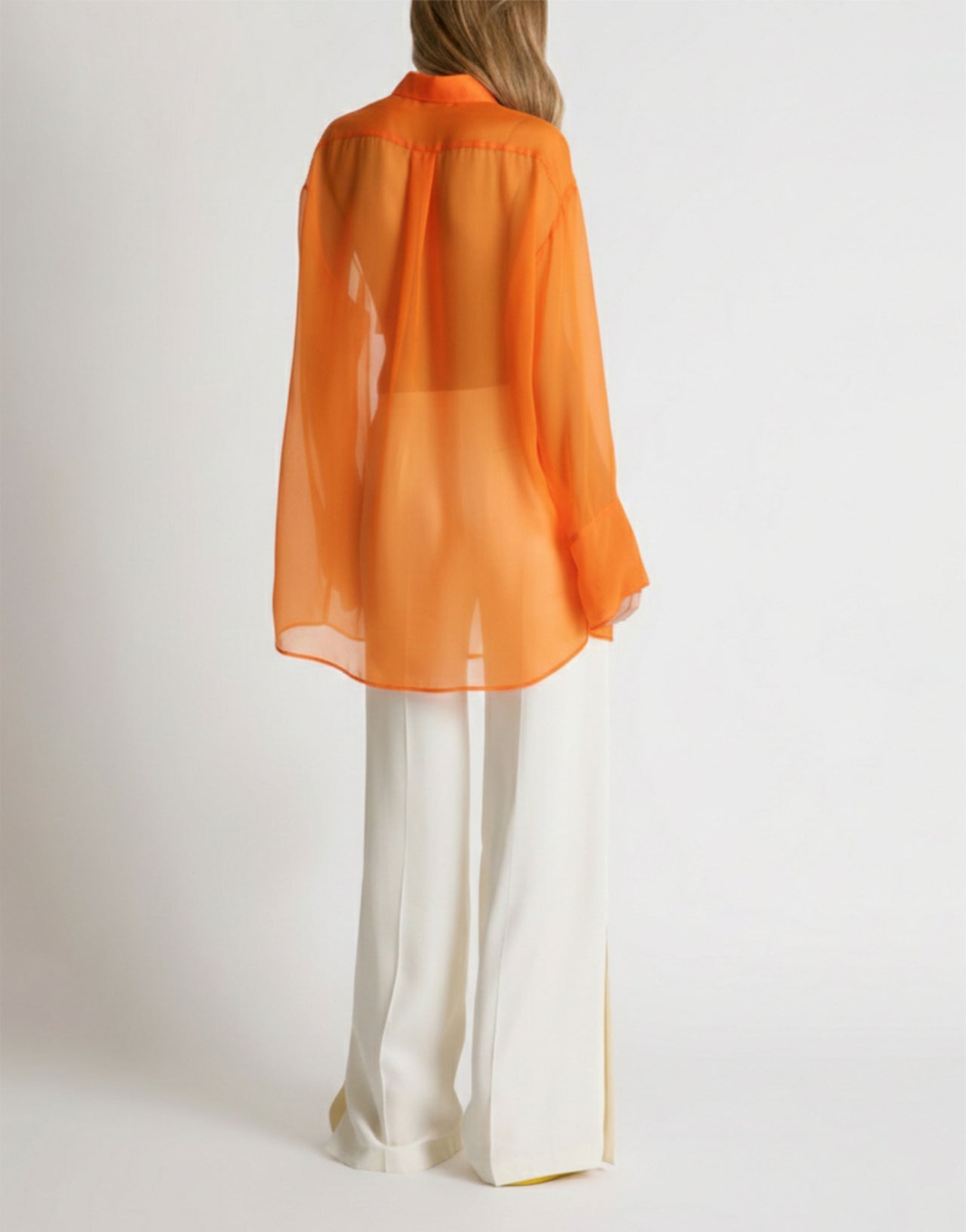 Chemise en mousseline transparente Orange Alberta Ferretti Boutique Online 3