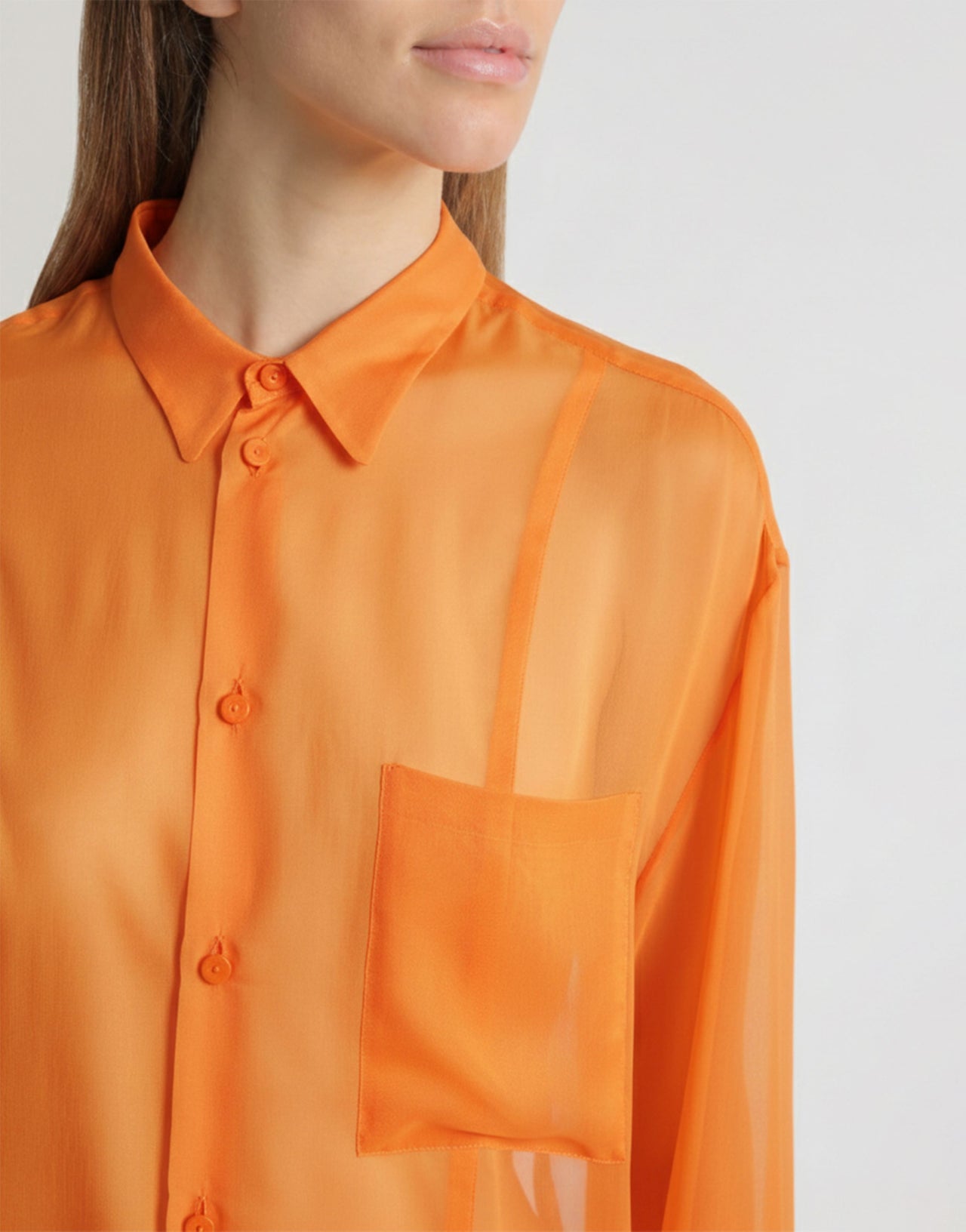 Chemise en mousseline transparente Orange Alberta Ferretti Boutique Online 4
