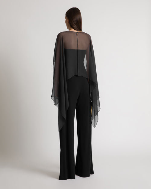 Top con maniche in chiffon
