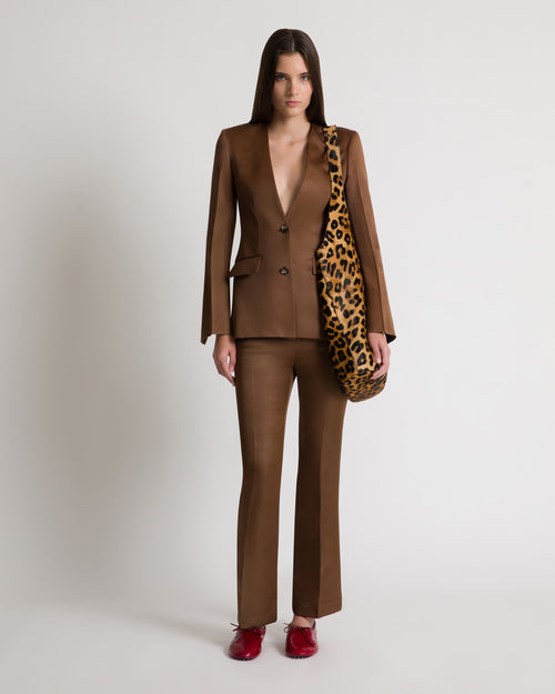 Straight-leg silk trousers Brown Alberta Ferretti Boutique Online 1