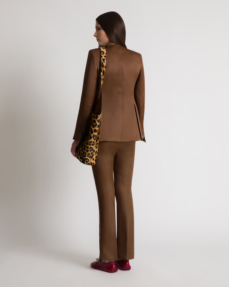 Pantaloni dritti in seta Marrone Alberta Ferretti Boutique Online 1