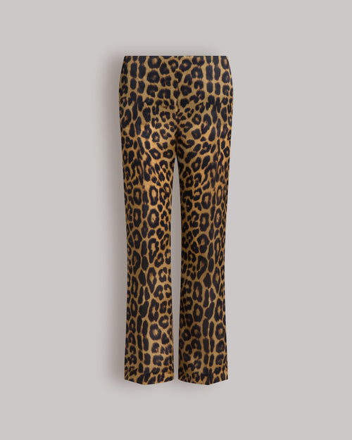 Straight silk organza leopard-print trousers Brown Alberta Ferretti Boutique Online 0