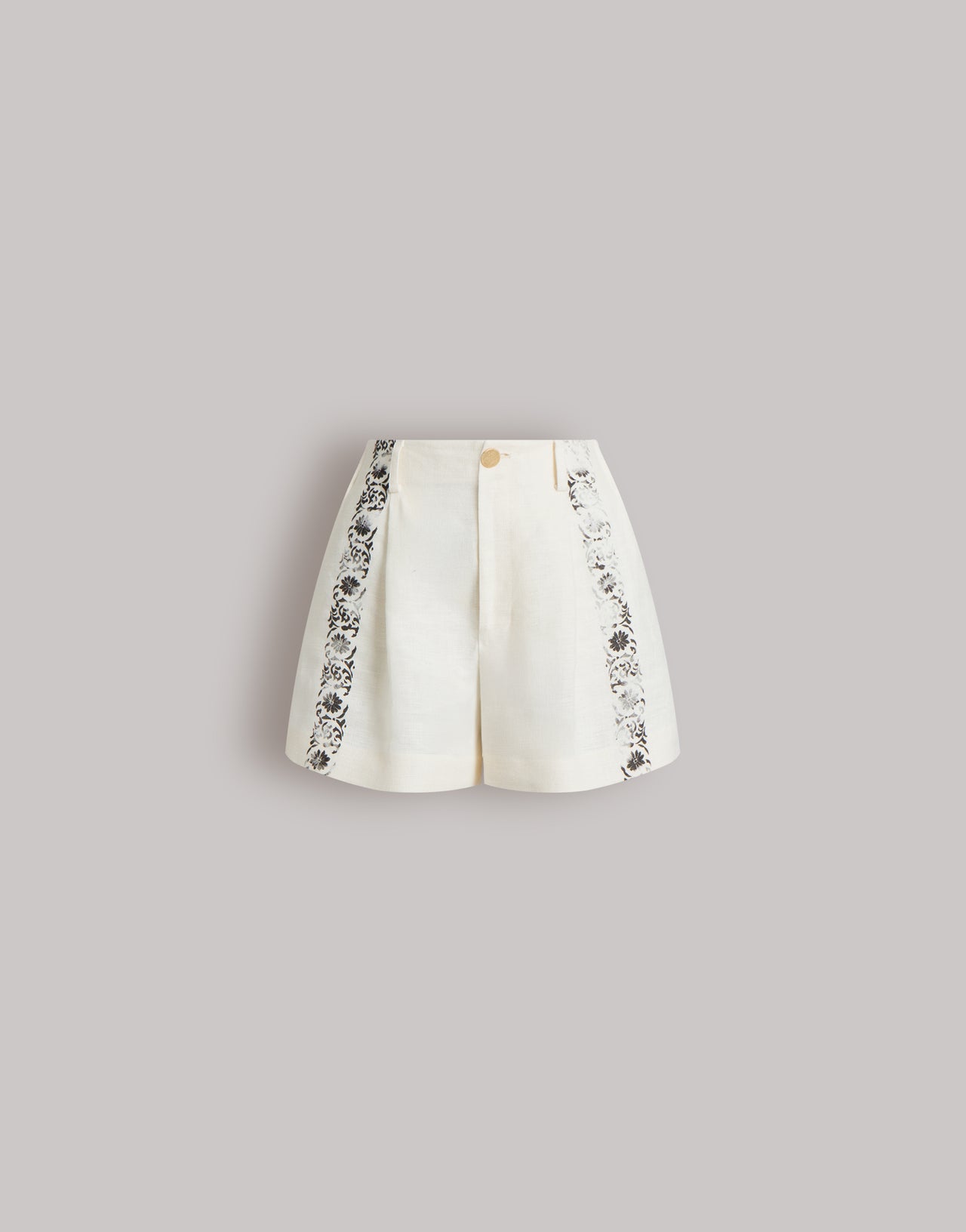 Pantaloni corti in lino stampato Bianco Alberta Ferretti Boutique Online 1