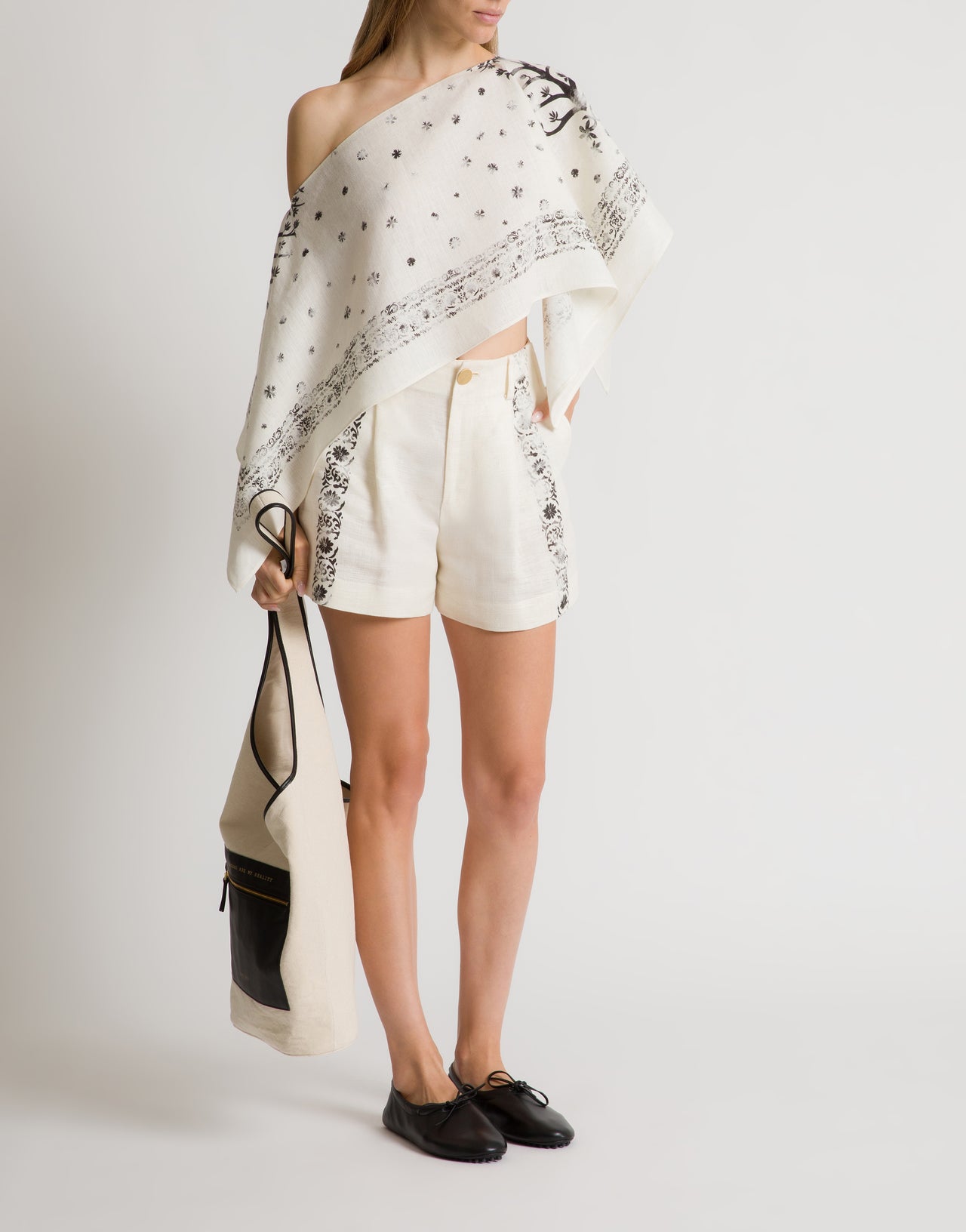 Pantaloni corti in lino stampato Bianco Alberta Ferretti Boutique Online 2