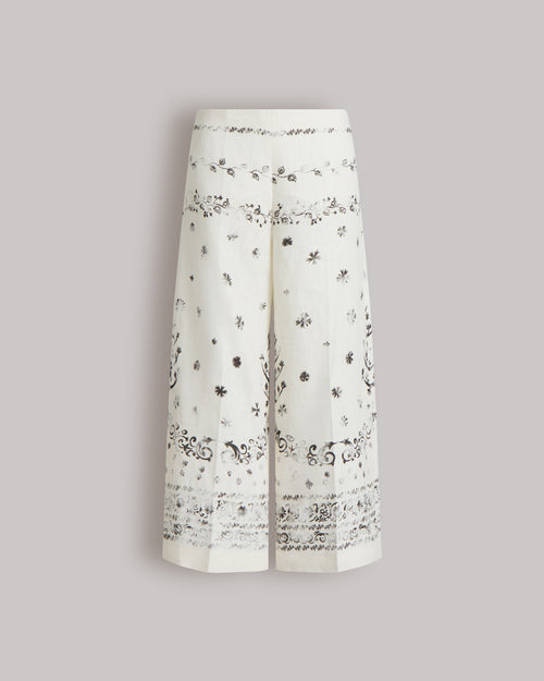 Printed linen trousers White Alberta Ferretti Boutique Online 0