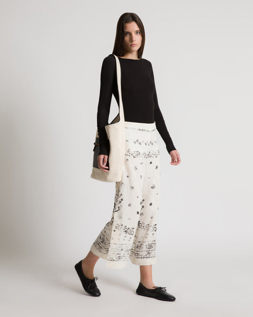 Printed linen trousers White Alberta Ferretti Boutique Online 1