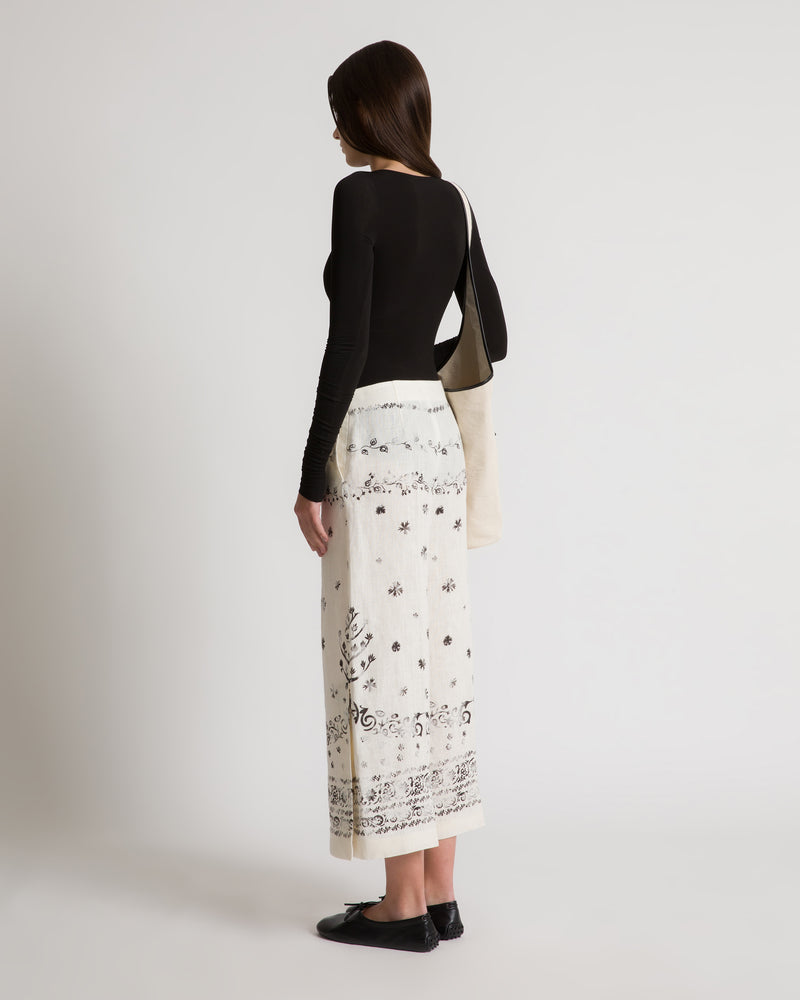 Printed linen trousers White Alberta Ferretti Boutique Online 1