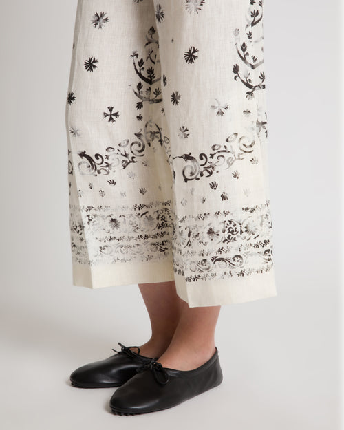 Printed linen trousers