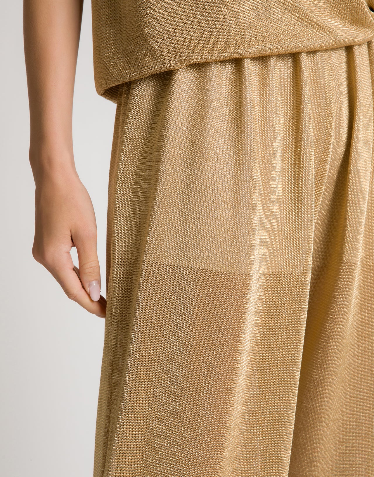 Pantaloni ampi in rete di lurex oro Oro Alberta Ferretti Boutique Online 4