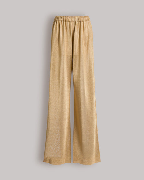 Pantaloni ampi in rete di lurex oro  Oro Alberta Ferretti Boutique Online 0
