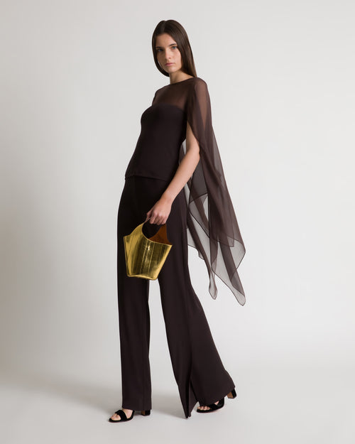 Wide-leg trousers with slit Brown Alberta Ferretti Boutique Online 1