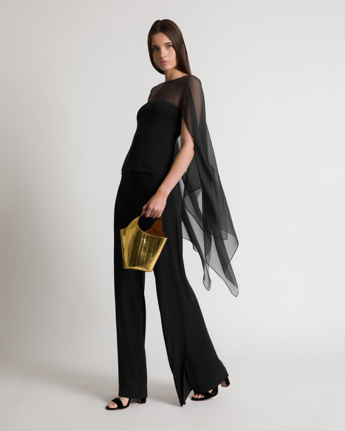 Wide-leg trousers with slit Black Alberta Ferretti Boutique Online 1