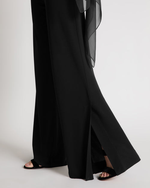 Wide-leg trousers with slit