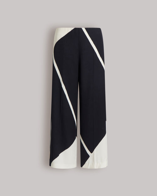 Viscose twill trousers with graphic print Black Alberta Ferretti Boutique Online 0