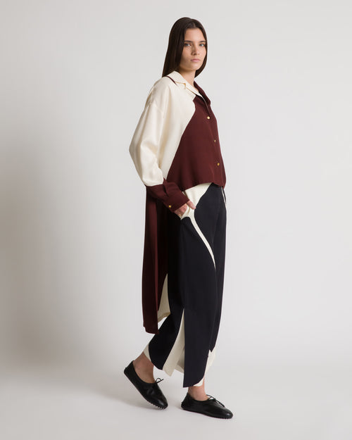 Viscose twill trousers with graphic print Black Alberta Ferretti Boutique Online 1