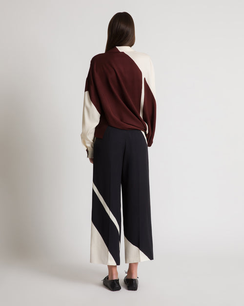 Viscose twill trousers with graphic print