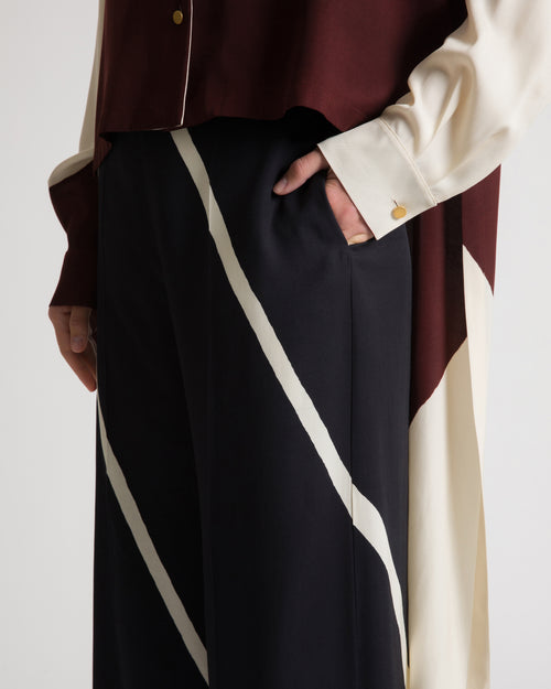 Viscose twill trousers with graphic print