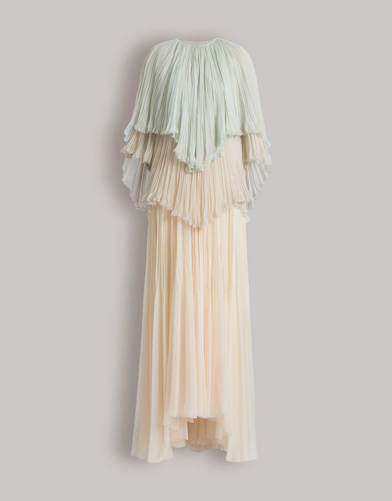 Robe longue en mousseline plissée à volants 粉红色 Alberta Ferretti Boutique Online 1