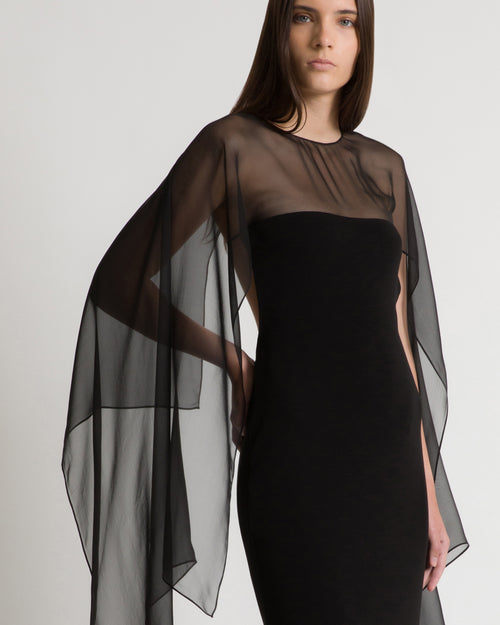 Robe longue à manches en mousseline 黑色 Alberta Ferretti Boutique Online 1