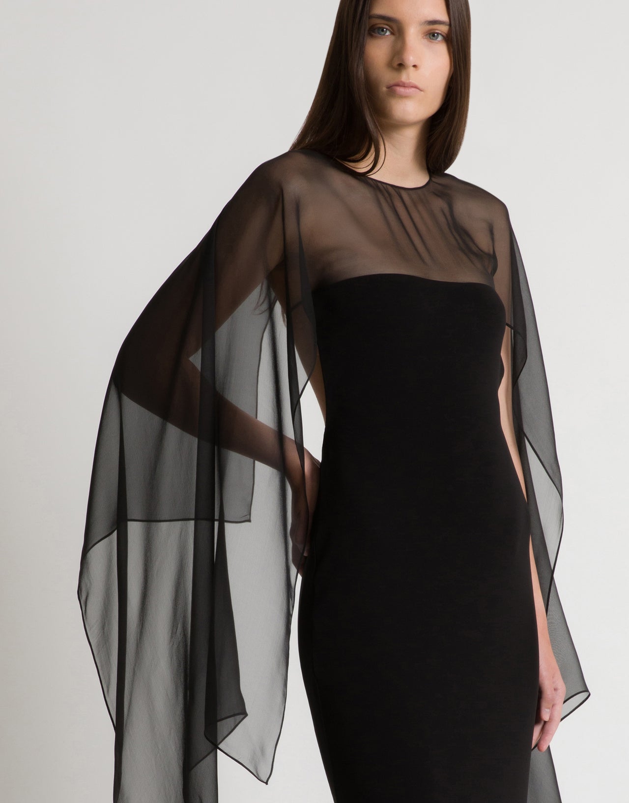 Robe longue à manches en mousseline 黑色 Alberta Ferretti Boutique Online 2