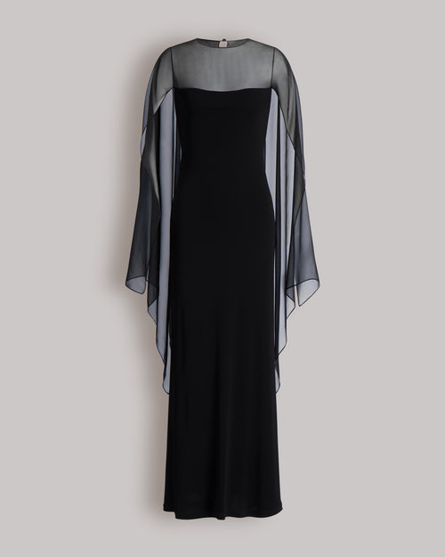 Robe longue à manches en mousseline