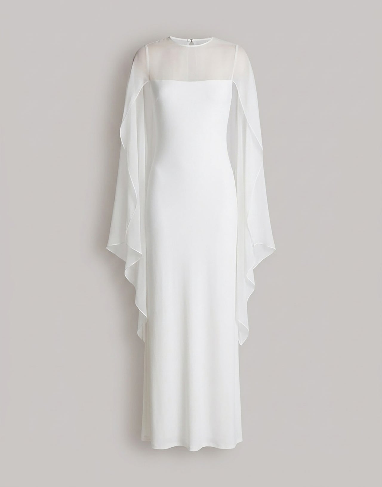 Long dress with sheer chiffon sleeves White Alberta Ferretti Boutique Online 1
