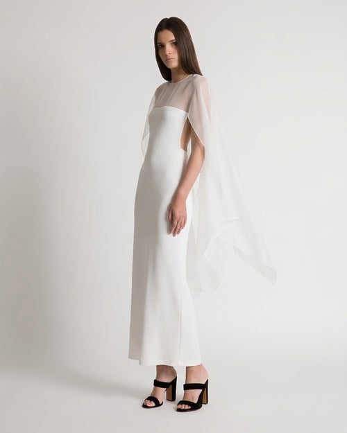 Long dress with sheer chiffon sleeves White Alberta Ferretti Boutique Online 1