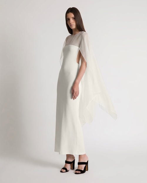Long dress with sheer chiffon sleeves White Alberta Ferretti Boutique Online 1