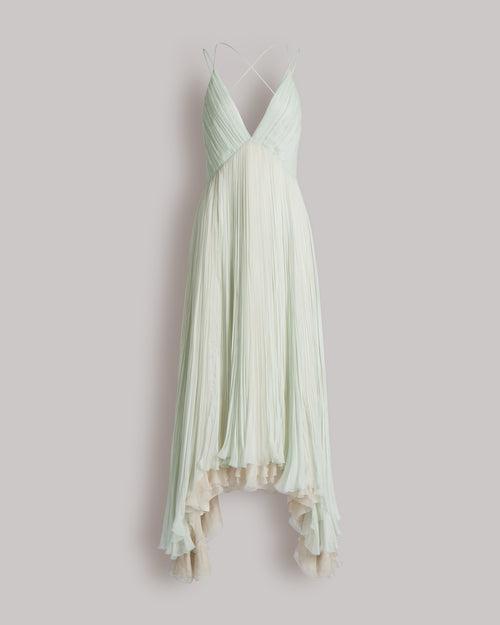 Chiffon plissé long dress Light blue Alberta Ferretti Boutique Online 0