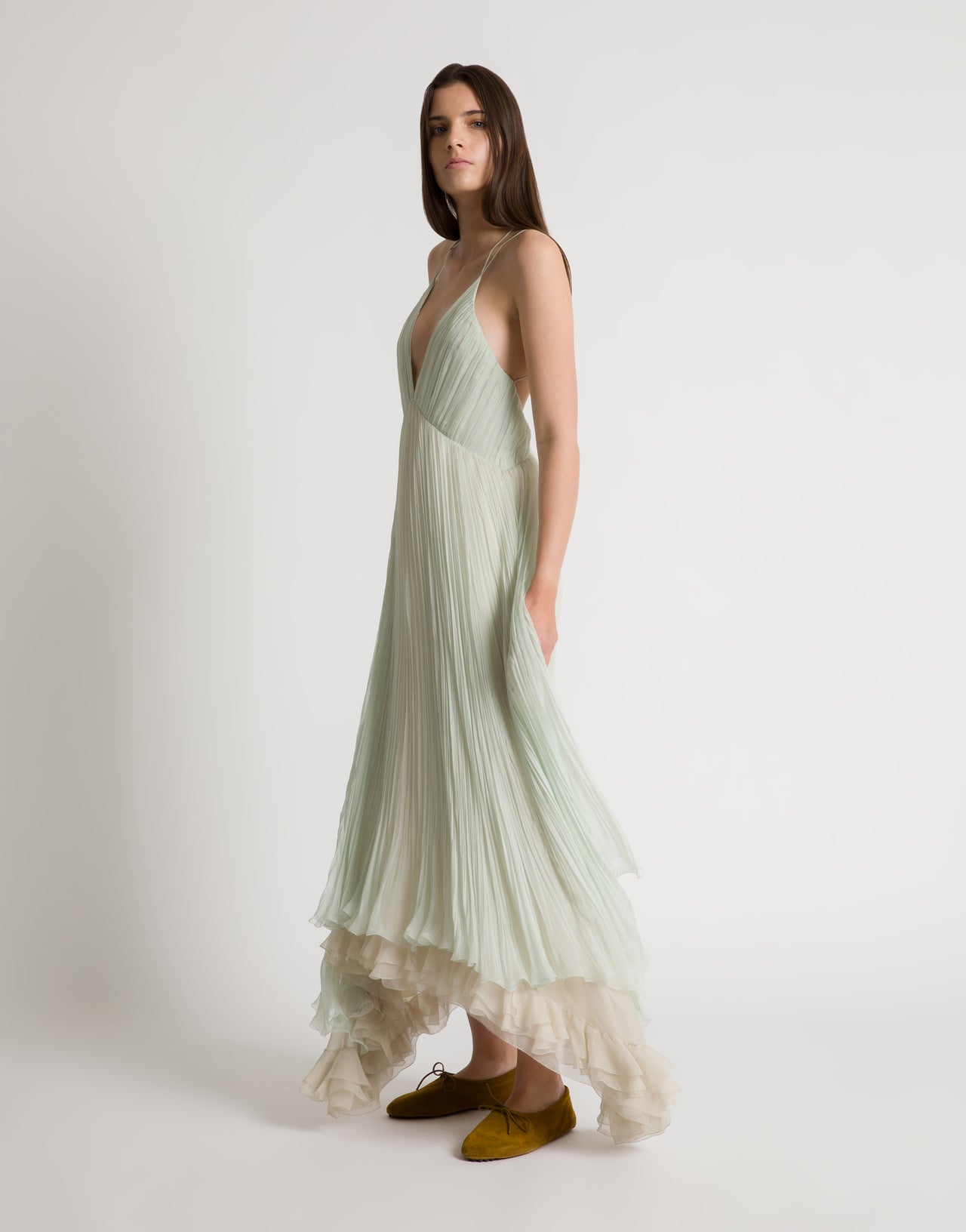 Chiffon pliss long dress - 42 Chiffon pliss long dress - 42