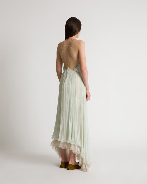 Chiffon plissé long dress