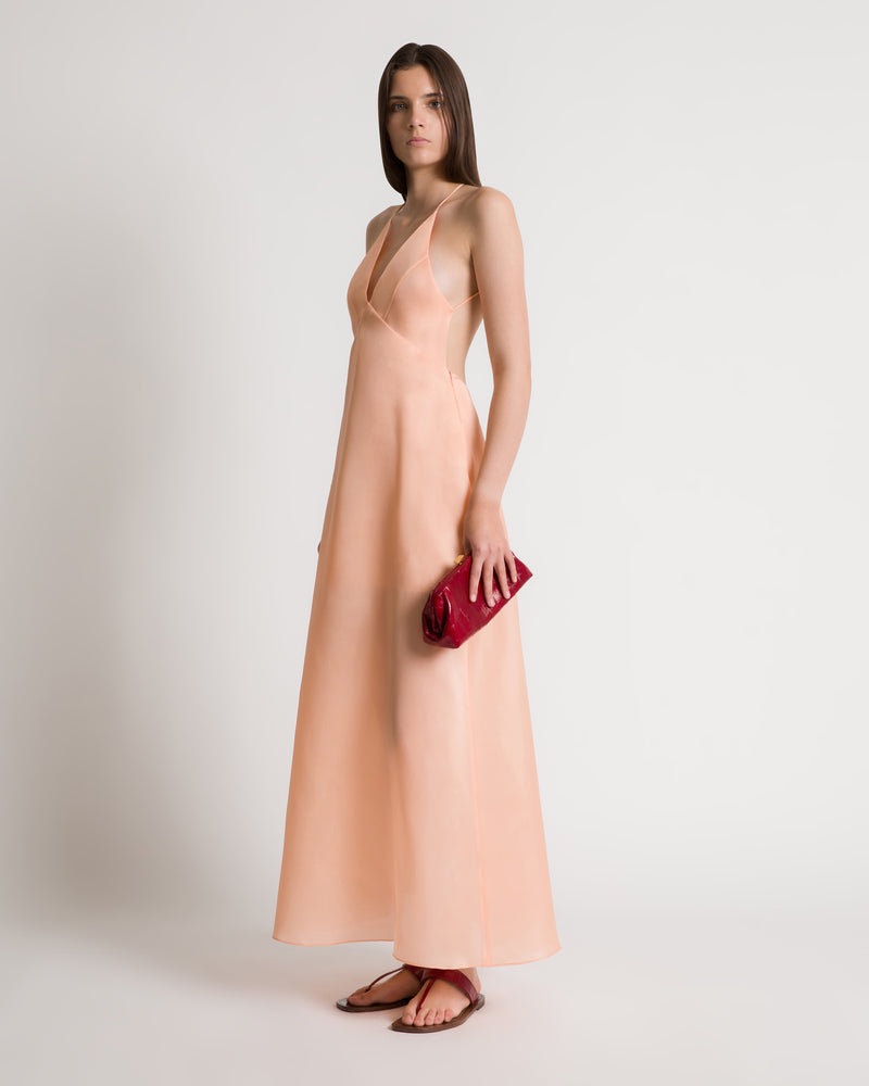 Abito con schiena scoperta in seta Rosa Alberta Ferretti Boutique Online 1