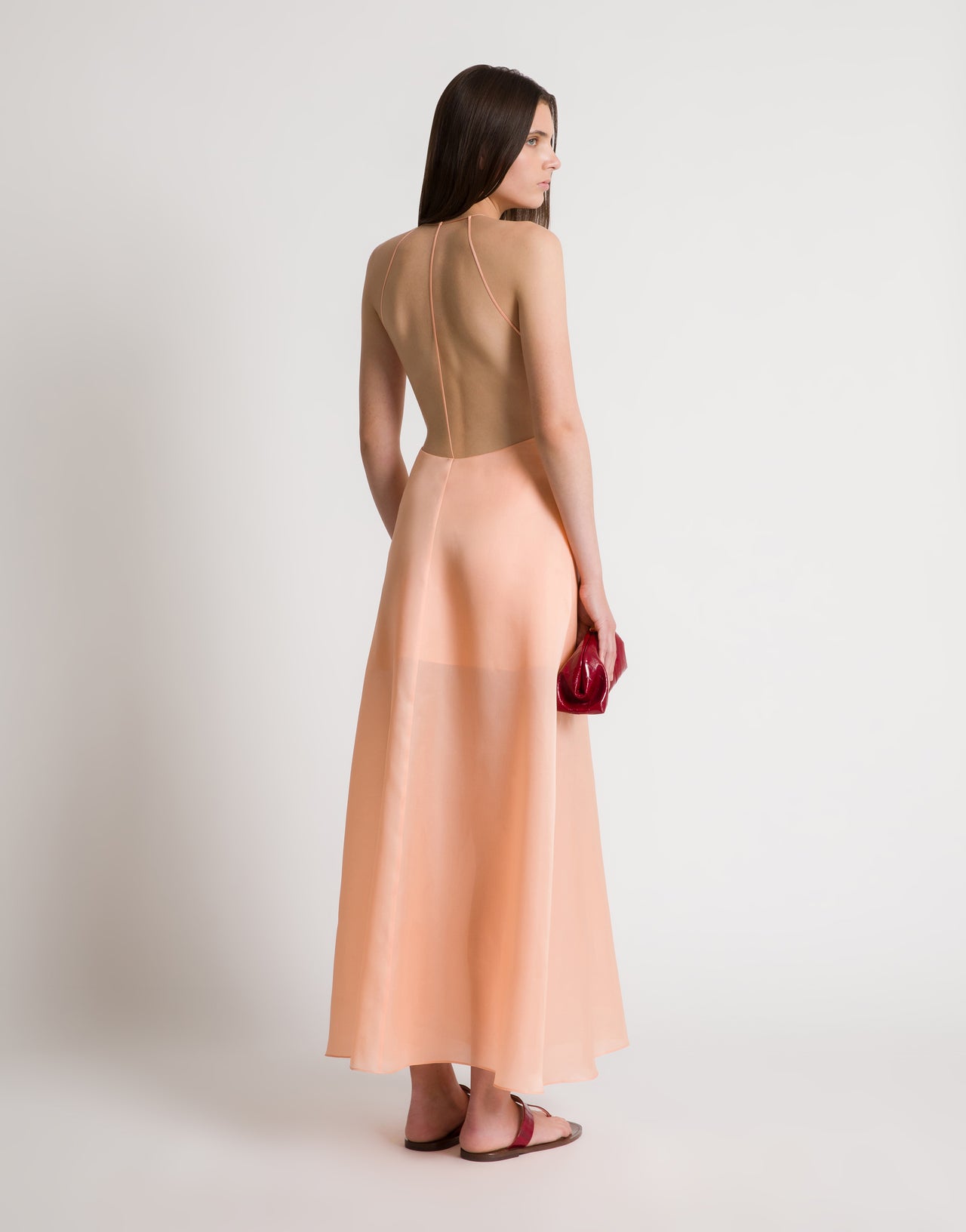 Abito con schiena scoperta in seta Rosa Alberta Ferretti Boutique Online 3