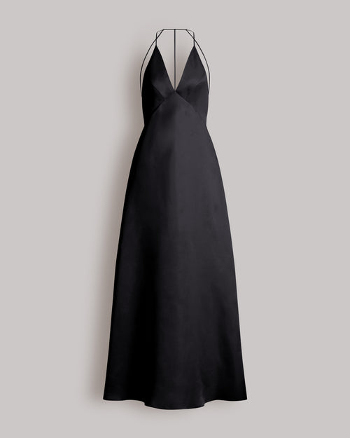 Abito con schiena scoperta in seta Nero Alberta Ferretti Boutique Online 0