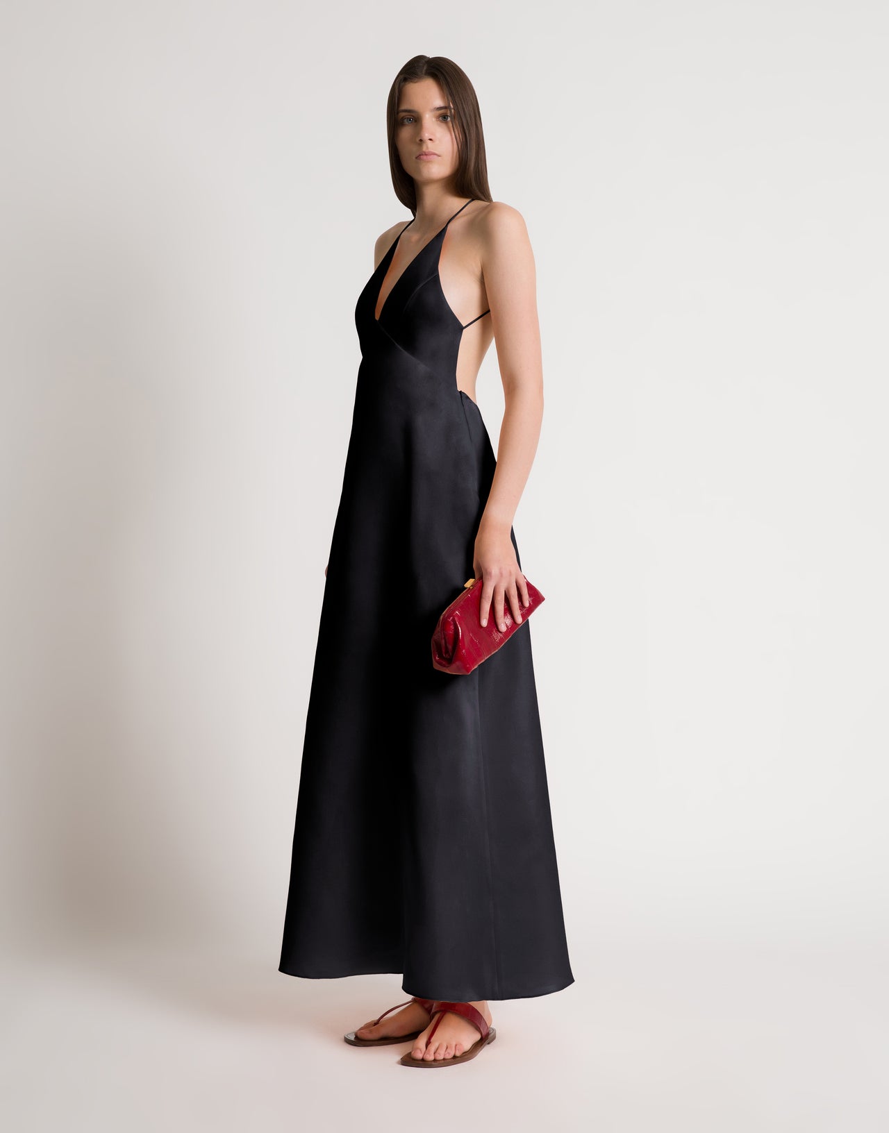 Abito con schiena scoperta in seta Nero Alberta Ferretti Boutique Online 2