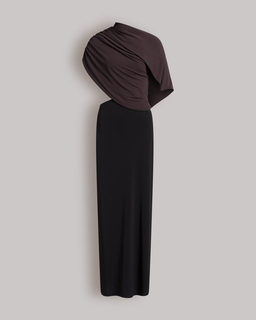 Draped long dress with cut-out Black Alberta Ferretti Boutique Online 0