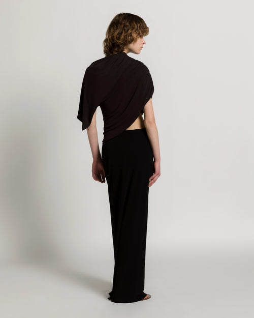 Draped long dress with cut-out