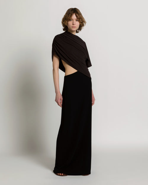 Draped long dress with cut-out Black Alberta Ferretti Boutique Online 1
