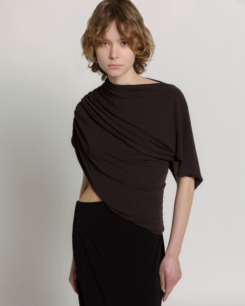 Draped long dress with cut-out