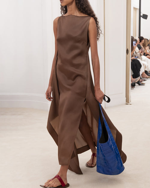 Long silk organza dress Brown Alberta Ferretti Boutique Online 1