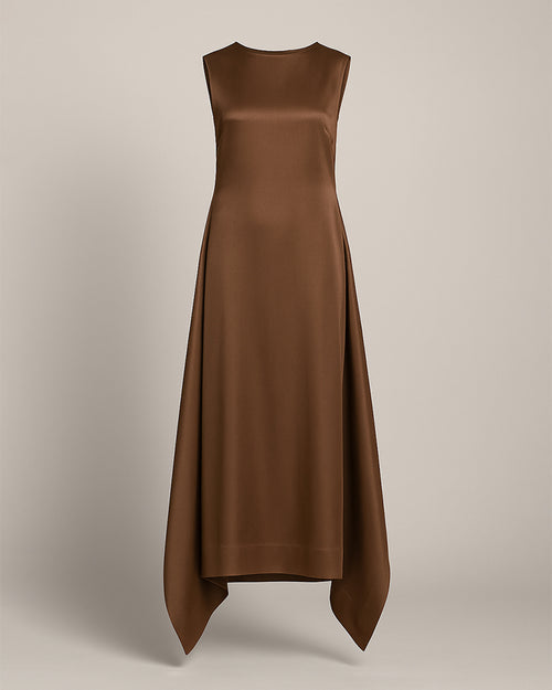 Long silk organza dress Brown Alberta Ferretti Boutique Online 0