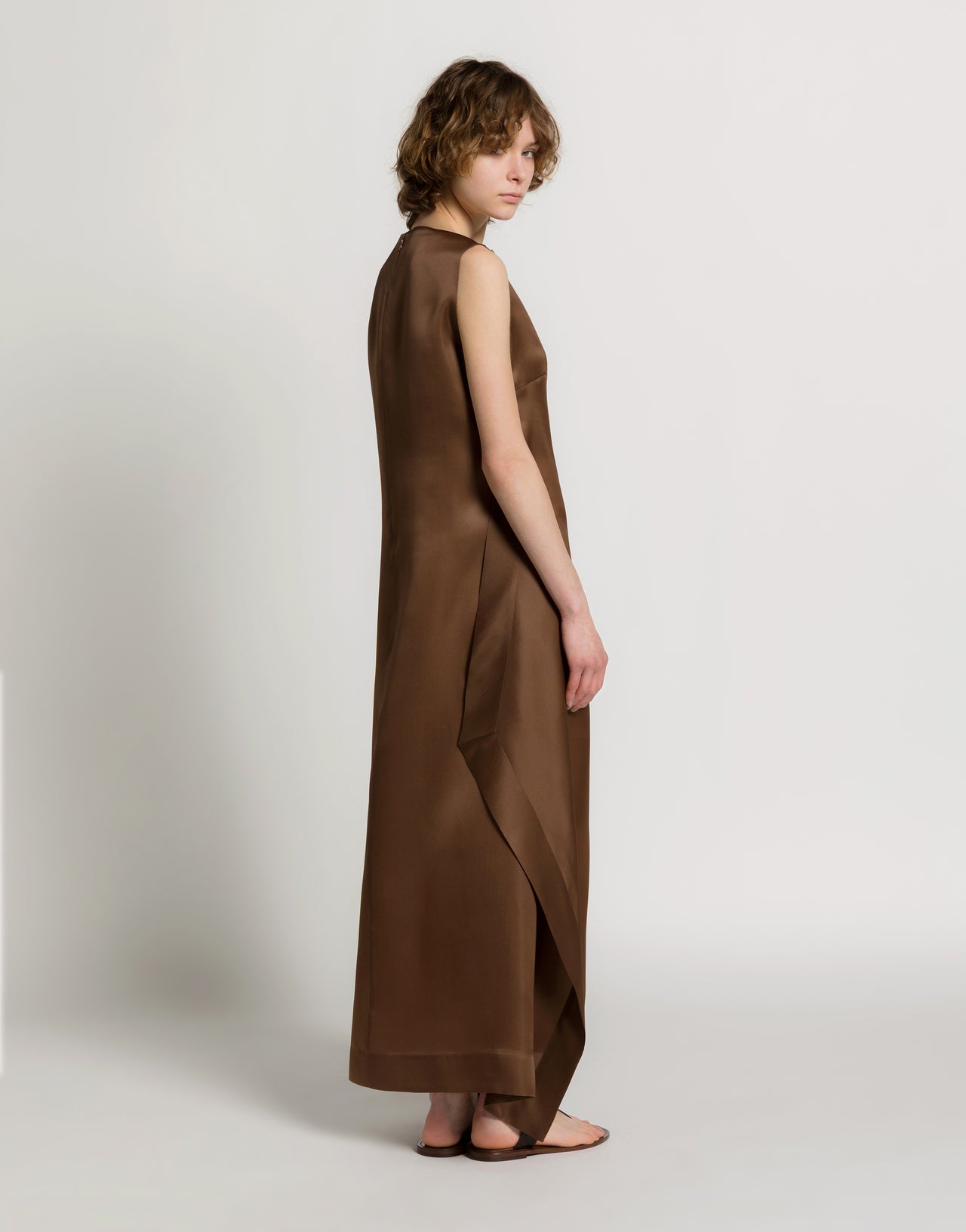 Long silk organza dress 棕色 Alberta Ferretti Boutique Online 2