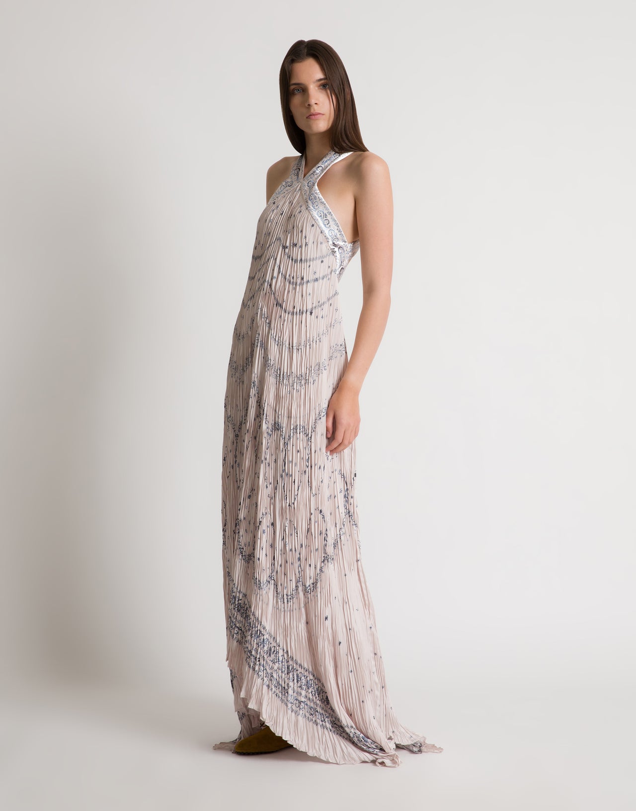 Printed long gown with open back 粉红色 Alberta Ferretti Boutique Online 1