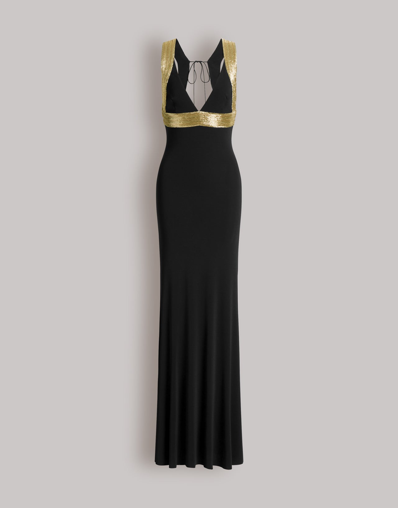 Vestido largo con detalles bordados en contraste Negro Alberta Ferretti Boutique Online 1
