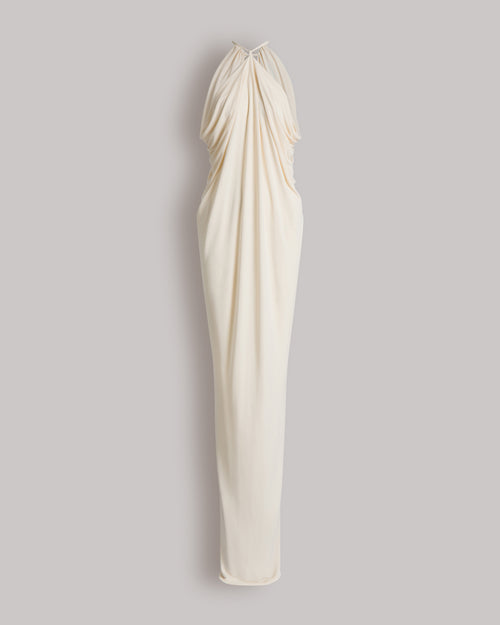 Draped long gown with open back White Alberta Ferretti Boutique Online 0