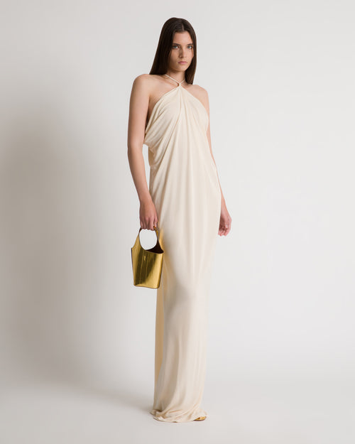 Draped long gown with open back White Alberta Ferretti Boutique Online 1