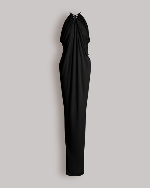 Draped long gown with open back Black Alberta Ferretti Boutique Online 0